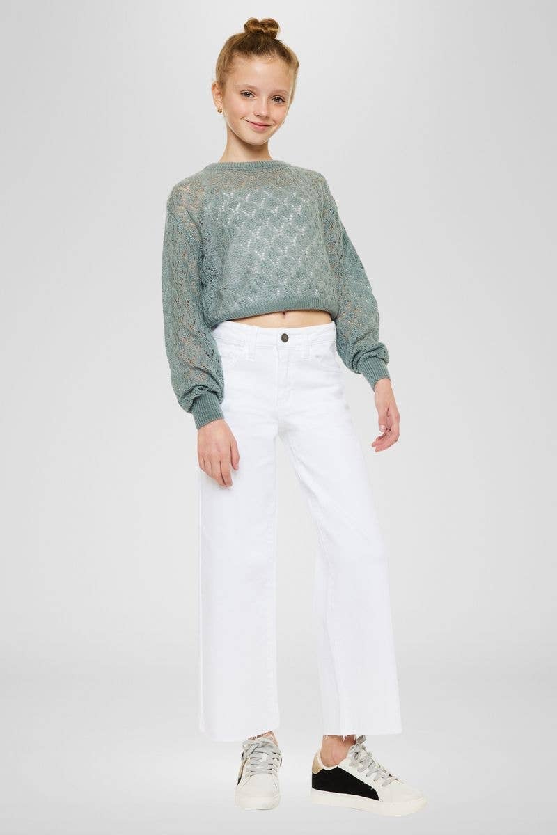 YOUTH OPEN PACK HIGH RISE CROP WIDE LEG JEANS