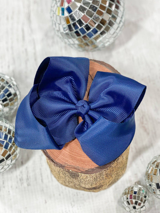 Classic Grosgrain Hair Bow - French Clip - 4.5": Navy