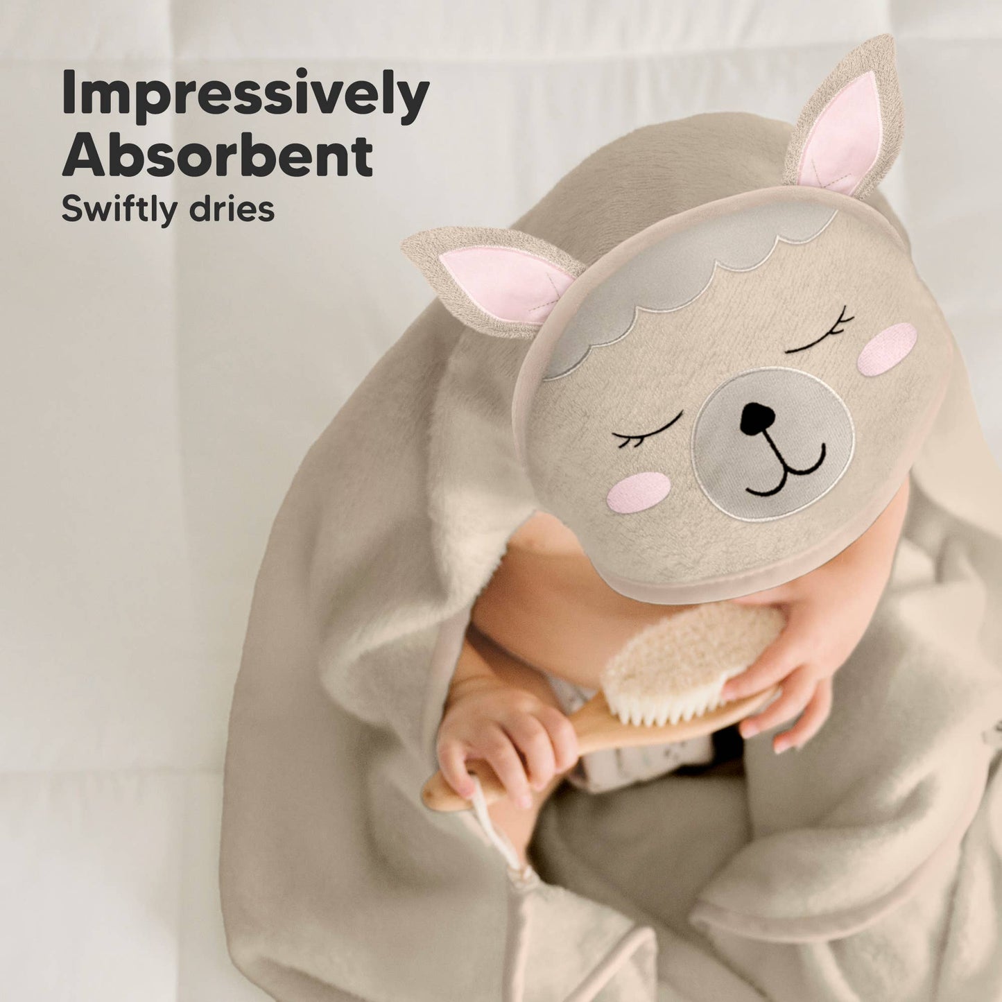 KeaBabies Cuddle Baby Hooded Towel: Alpaca