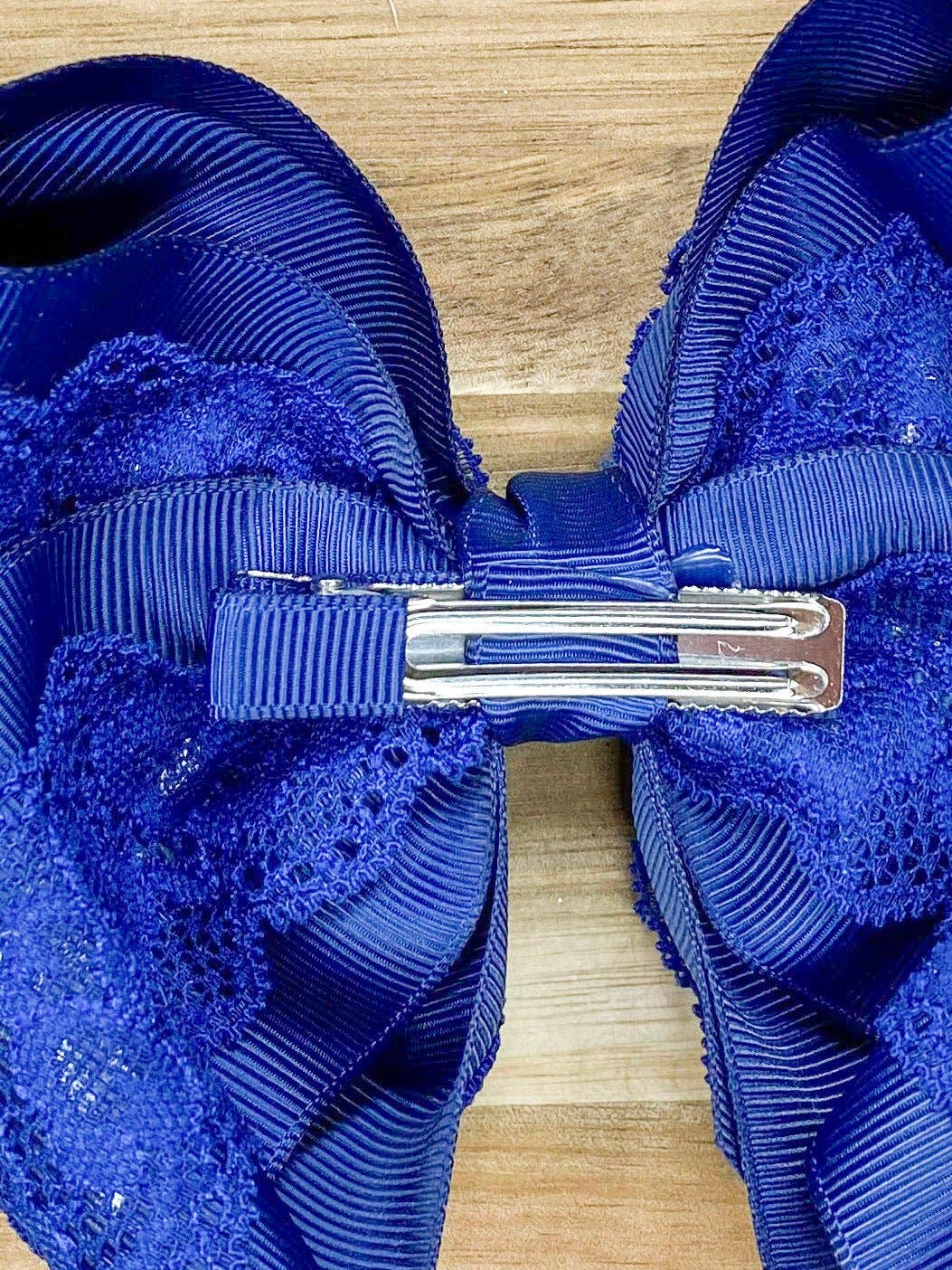 Chantilly Lace Classic Hair Bow: Navy