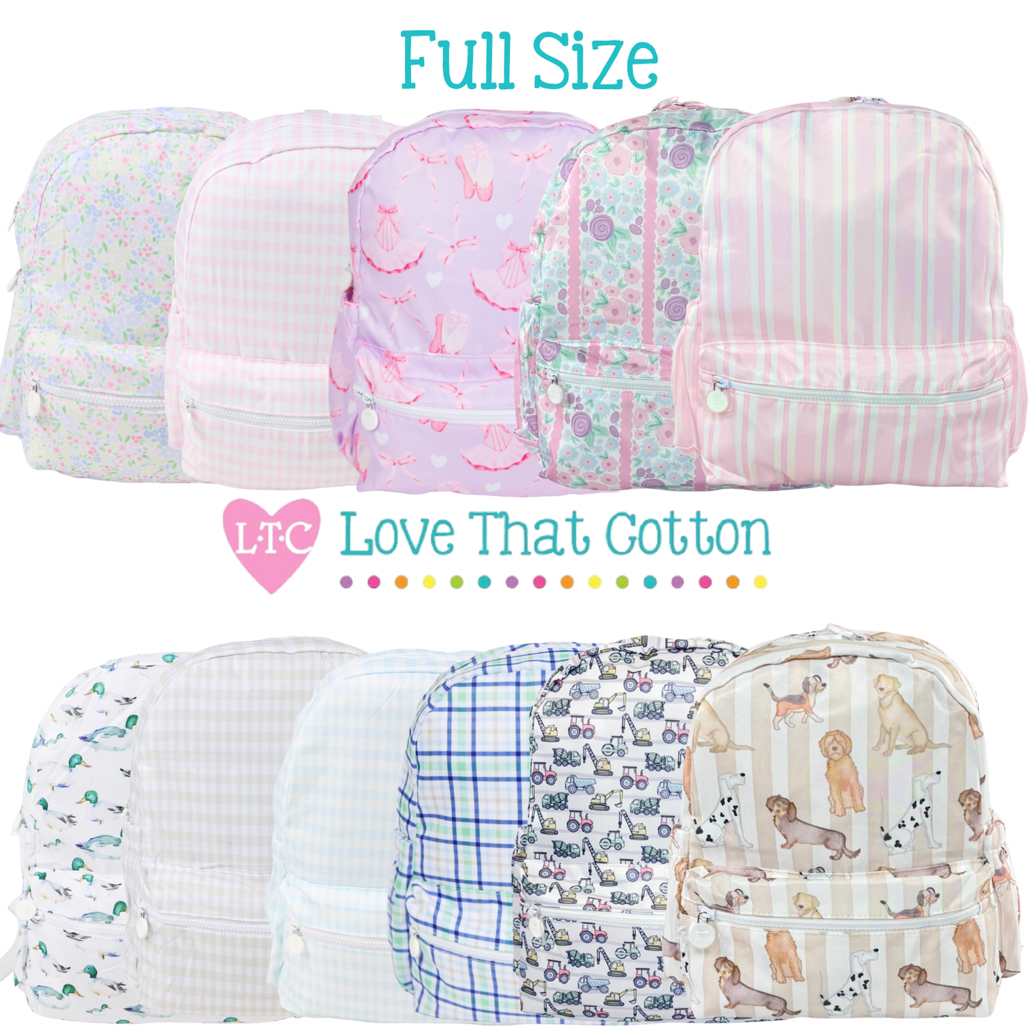 Nylon Backpack (Full Size): Light Pink Gingham