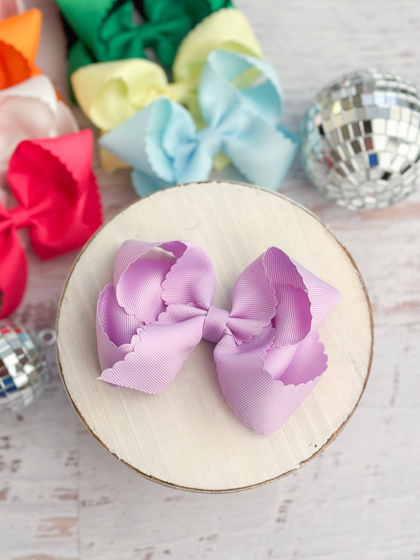 Classic Scalloped Bows - Alligator Clip - 4.5": Royal Blue
