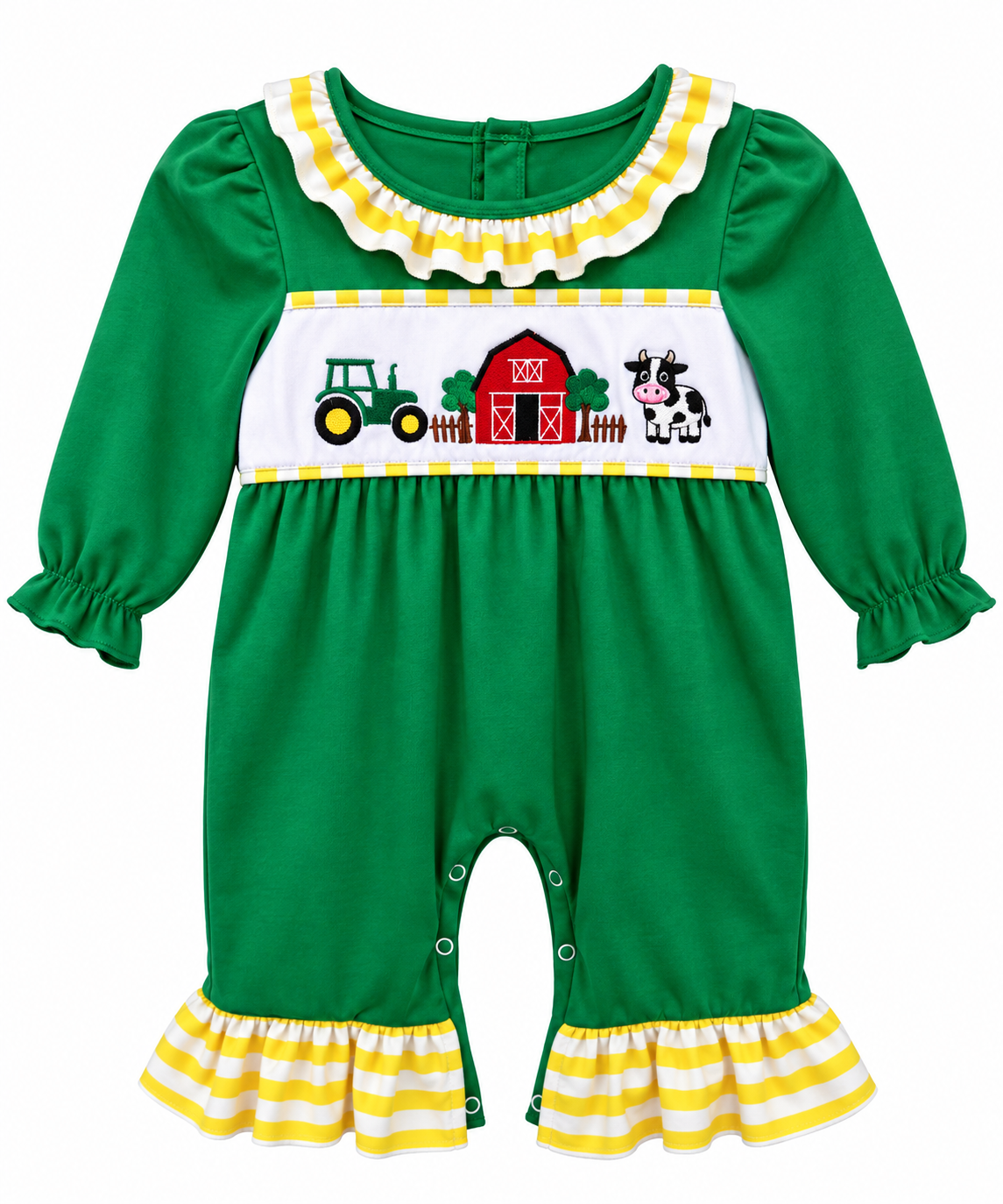 Green Farm Ruffle Romper