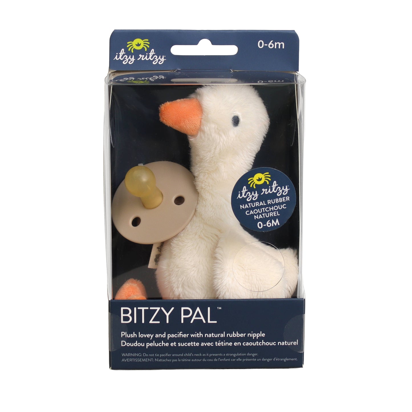 *NEW OPTIONS* Bitzy Pal Natural Rubber Pacifier & Plush: Goose