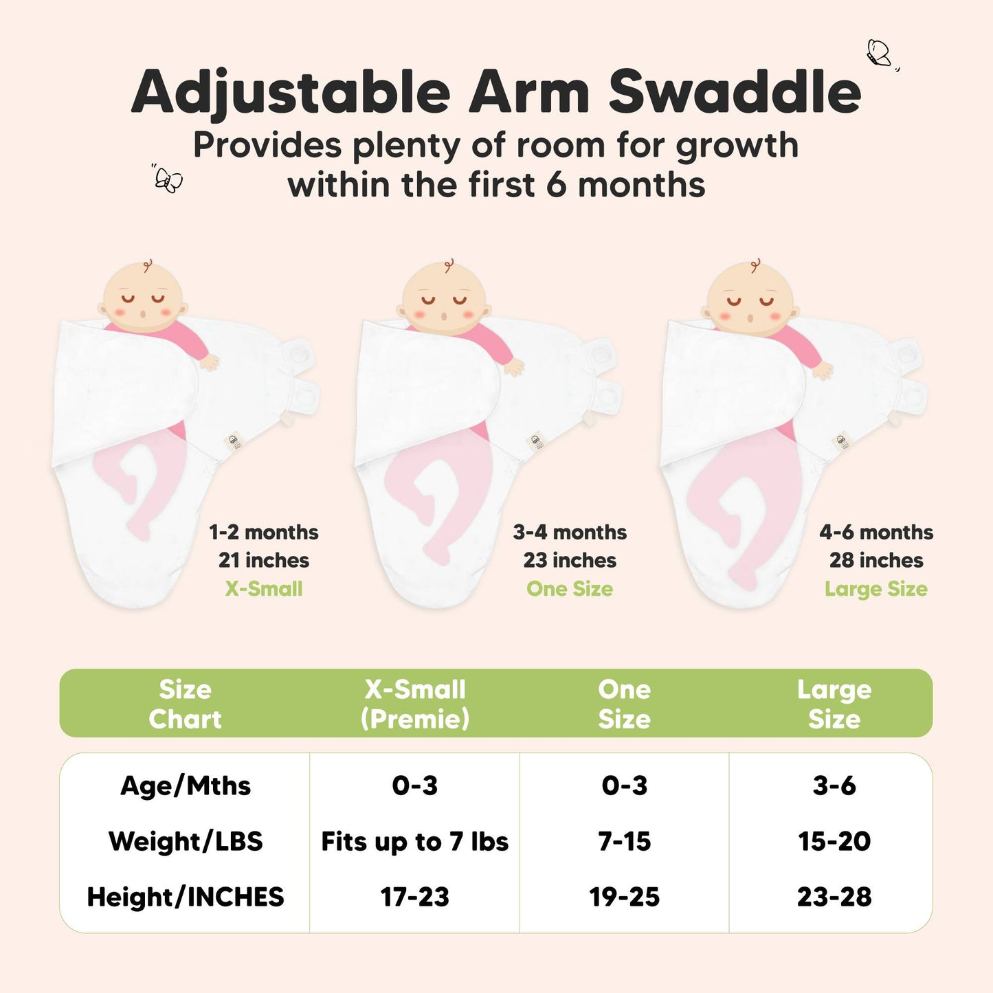 3pk Soothe Baby Swaddles 0-3 Months, Sleep Sack for Newborns: Sage / OS 0-3M