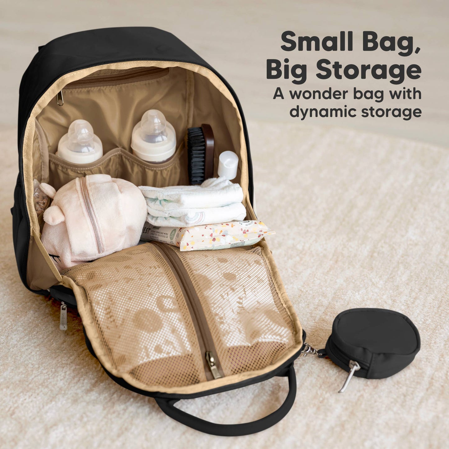Play Diaper Bag Backpack, Baby Bag with Changing Pad: Trendy Black / Jumbo