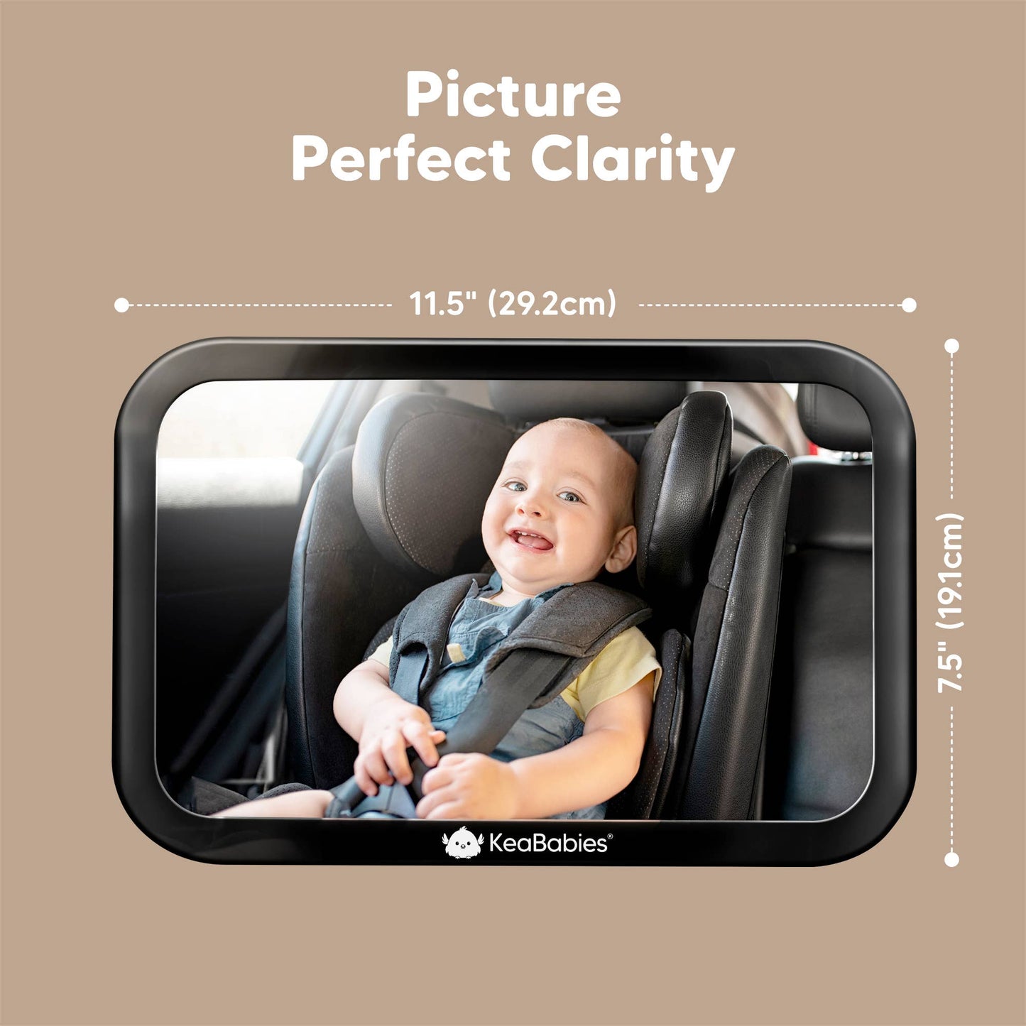 KeaBabies Baby Car Seat Mirror (Large, Sleek Black)