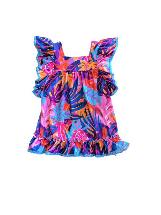 Tropical Ruffle Dress
