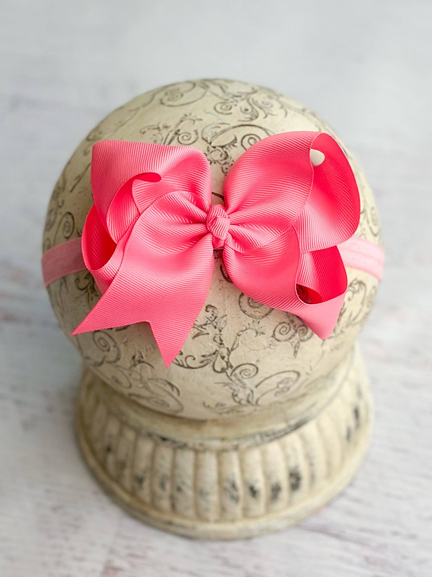 Classic Grosgrain Hair Bow - Satin Headband - 4.5": Red