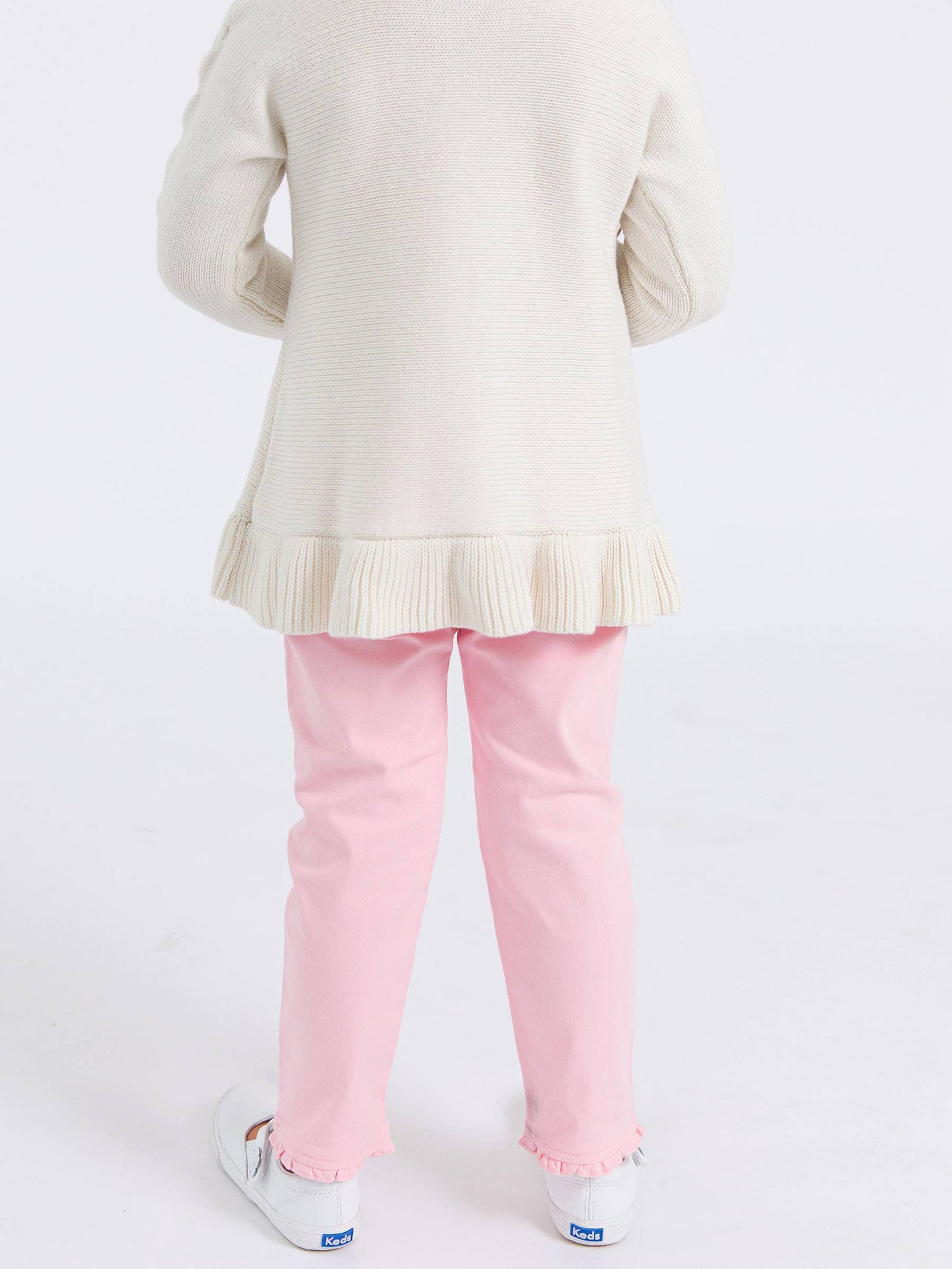 Girls Pink Ruffle Straight Jeans