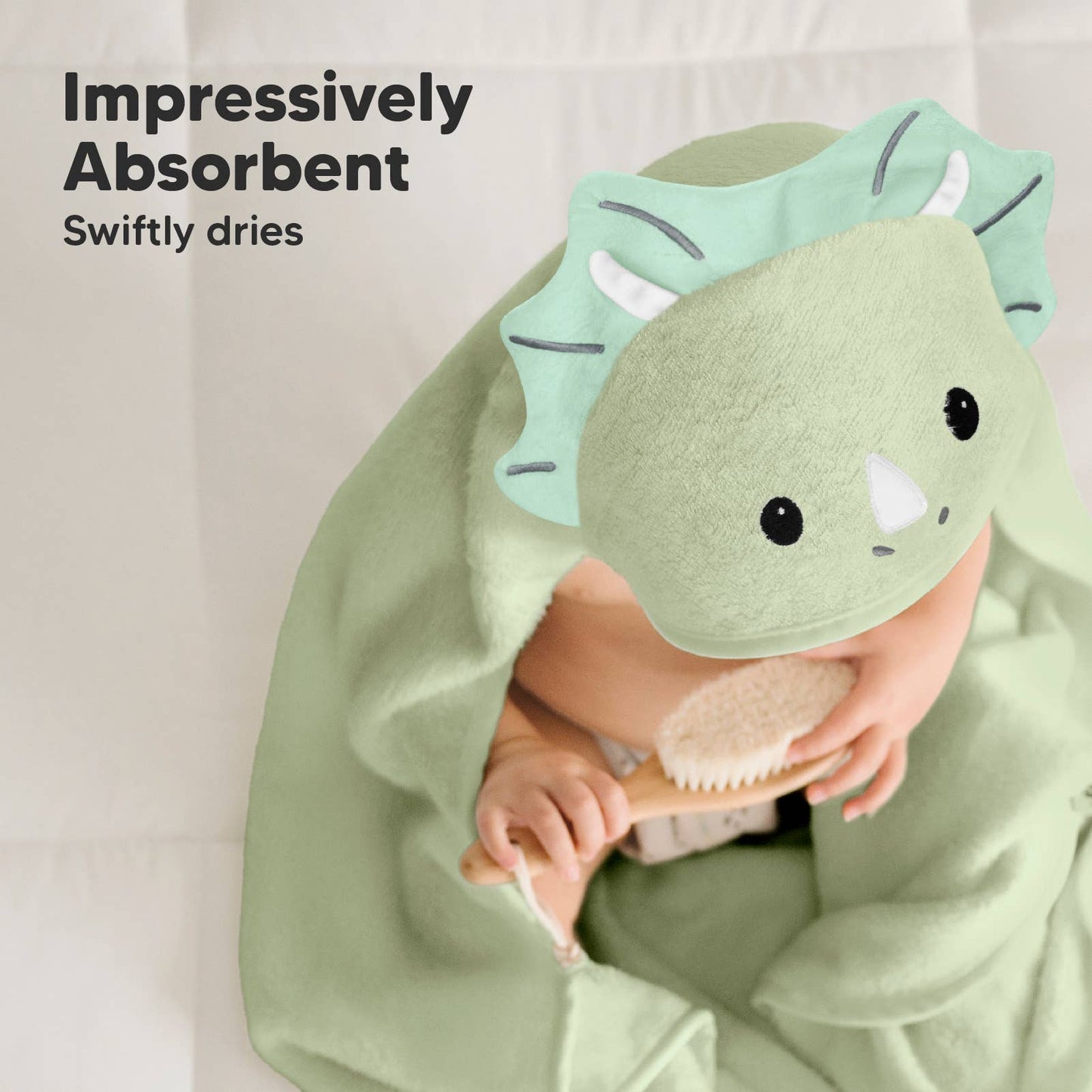 KeaBabies Cuddle Baby Hooded Towel: Triceratops / Regular