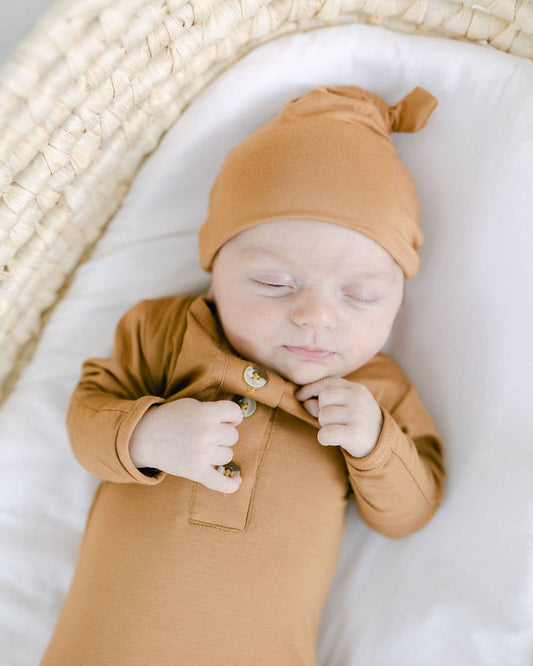 Newborn Clothing - Baby Gown and Hat Sets - Baby Clothing: Camel Brown