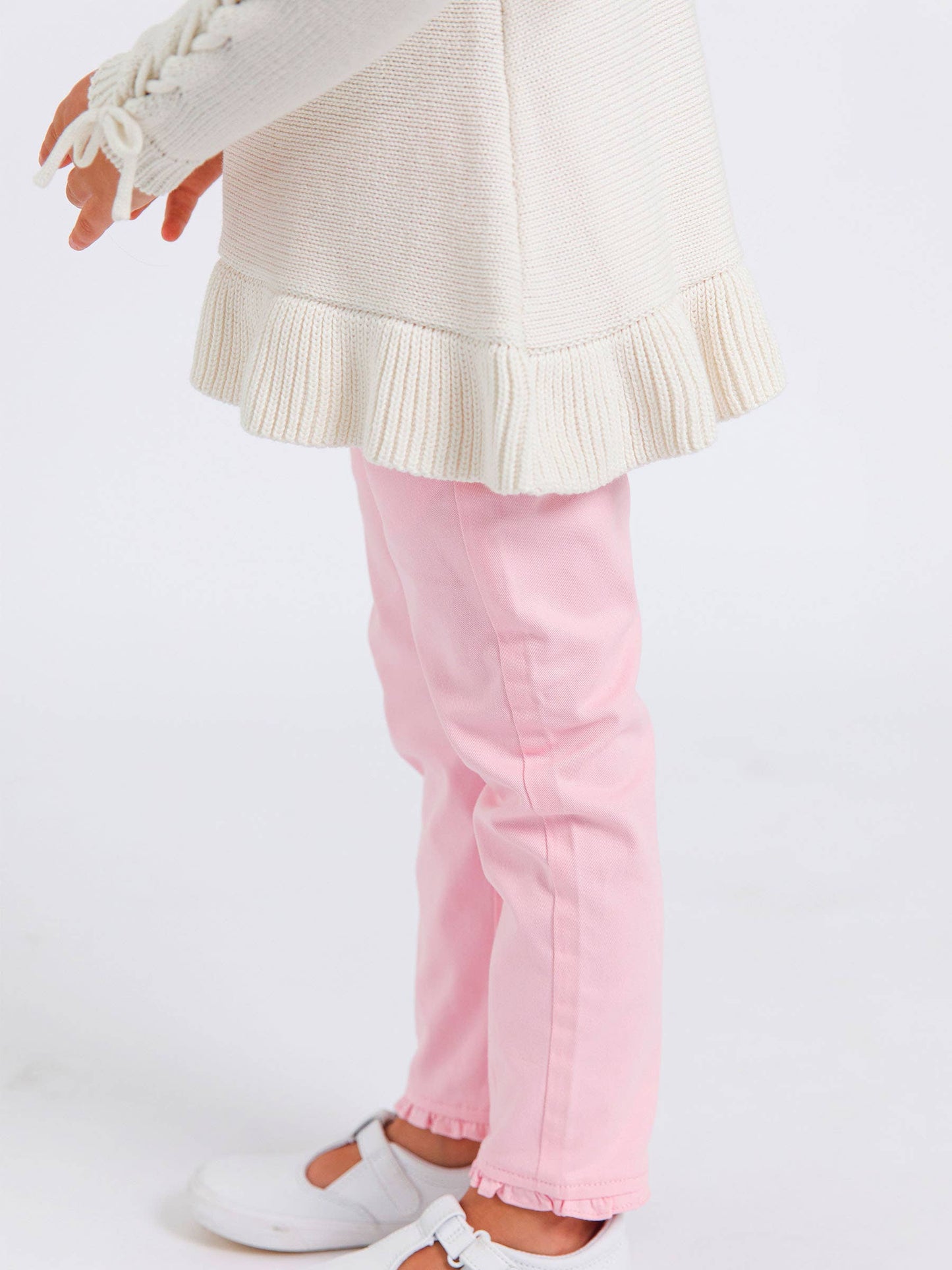 Girls Pink Ruffle Straight Jeans