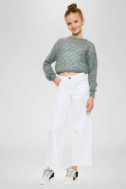 YOUTH OPEN PACK HIGH RISE CROP WIDE LEG JEANS