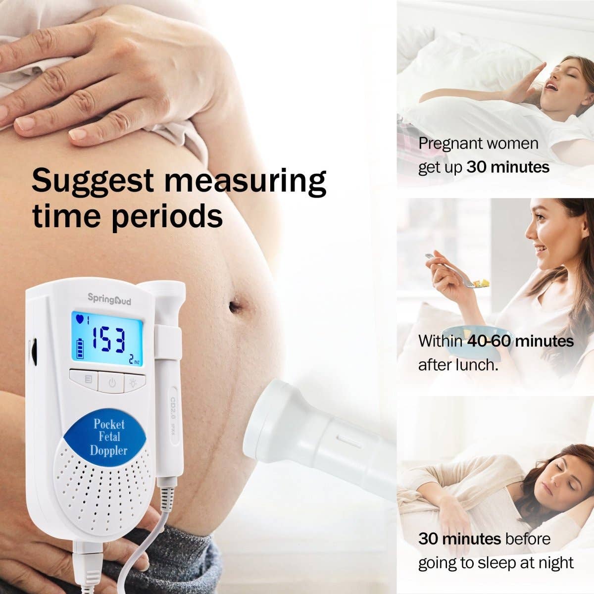 SpringBud FD-300B Fetal Doppler Baby Heartbeat Monitor