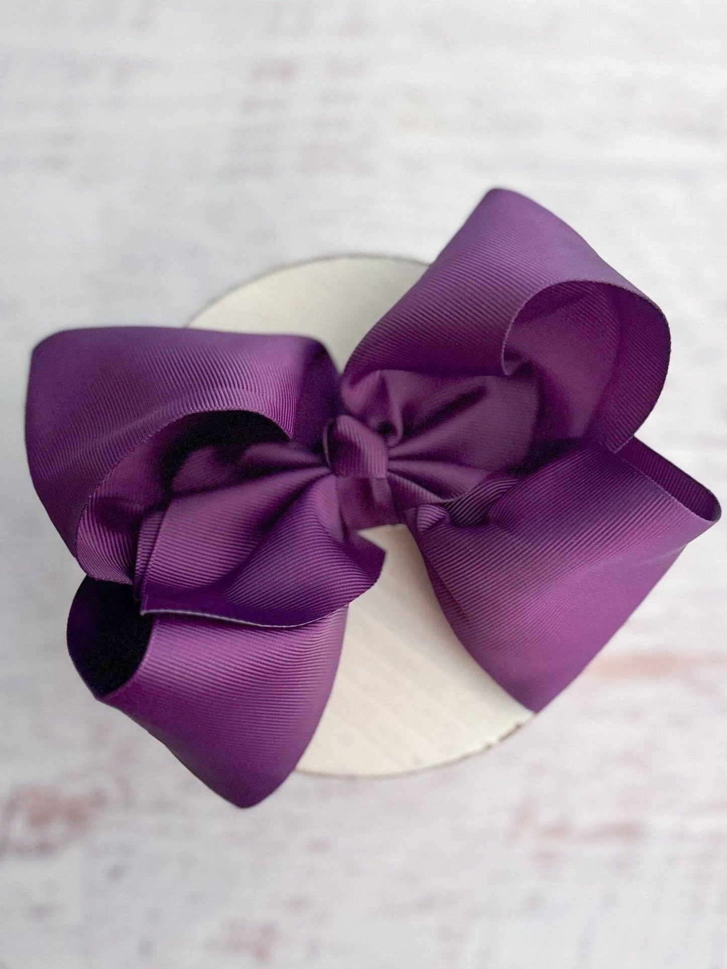 6.5" Texas Size Grosgrain Hair Bow | Alligator / Eggplant