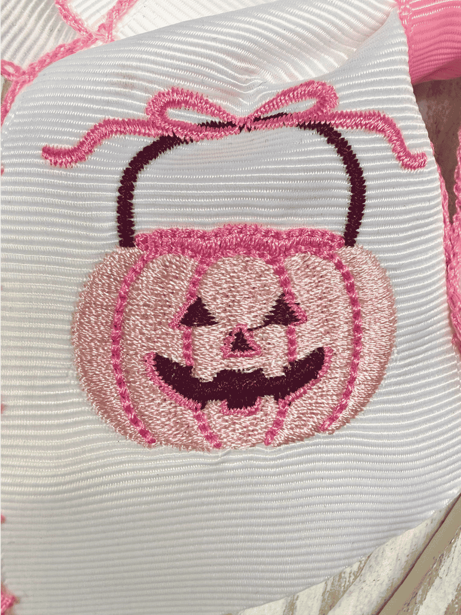 Pink Jack-O-Lantern Hair Bow | Halloween Bow | Clip
