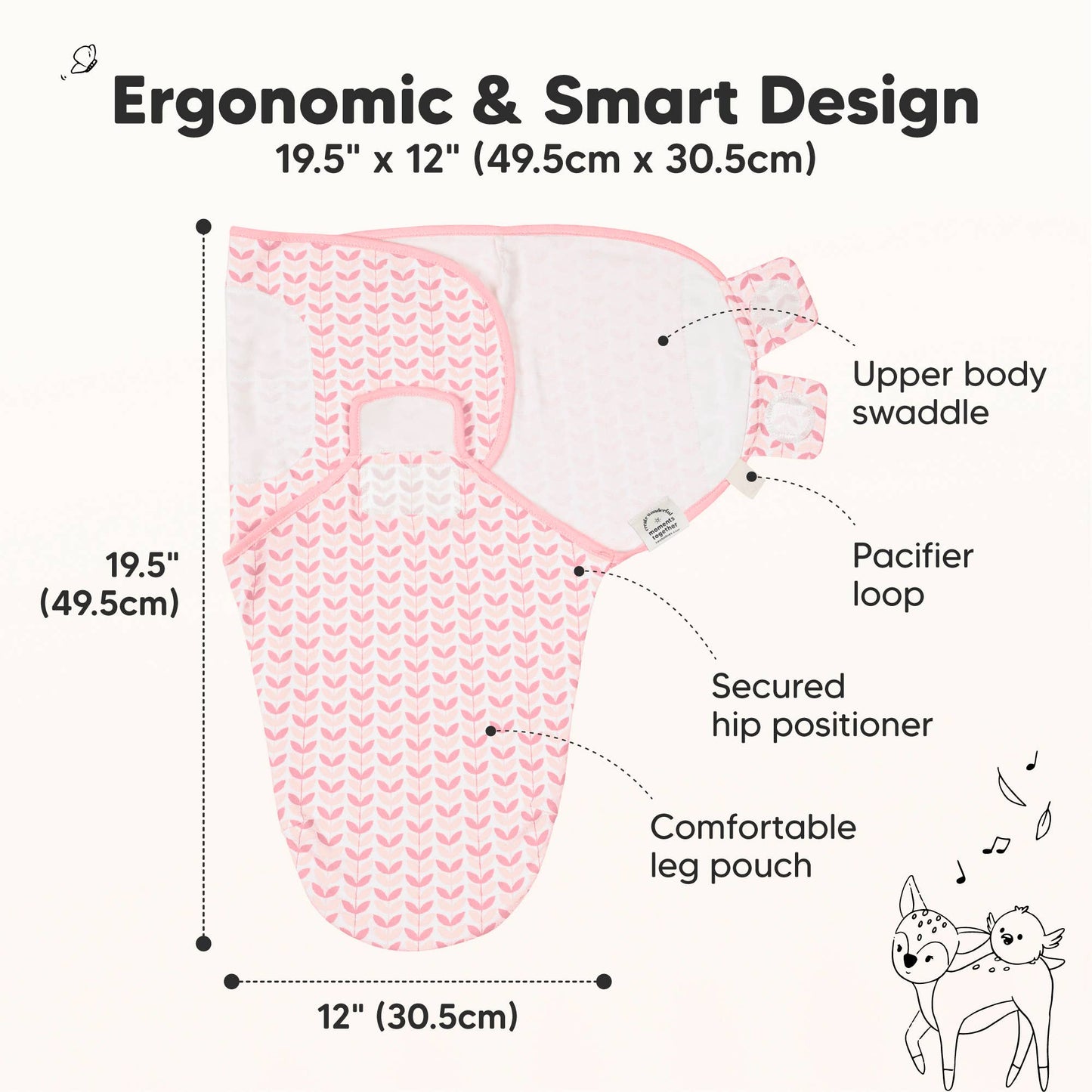 3pk Soothe Baby Swaddles 0-3 Months, Sleep Sack for Newborns: Blossom / OS 0-3M
