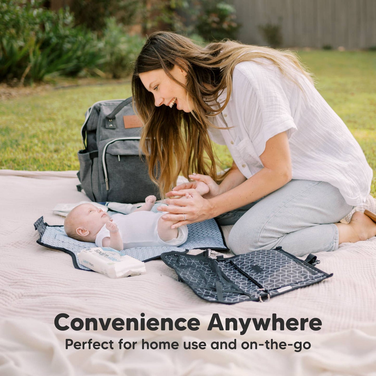 Ezee Portable Diaper Changing Pad, Foldable Changing Mat: Black Geo