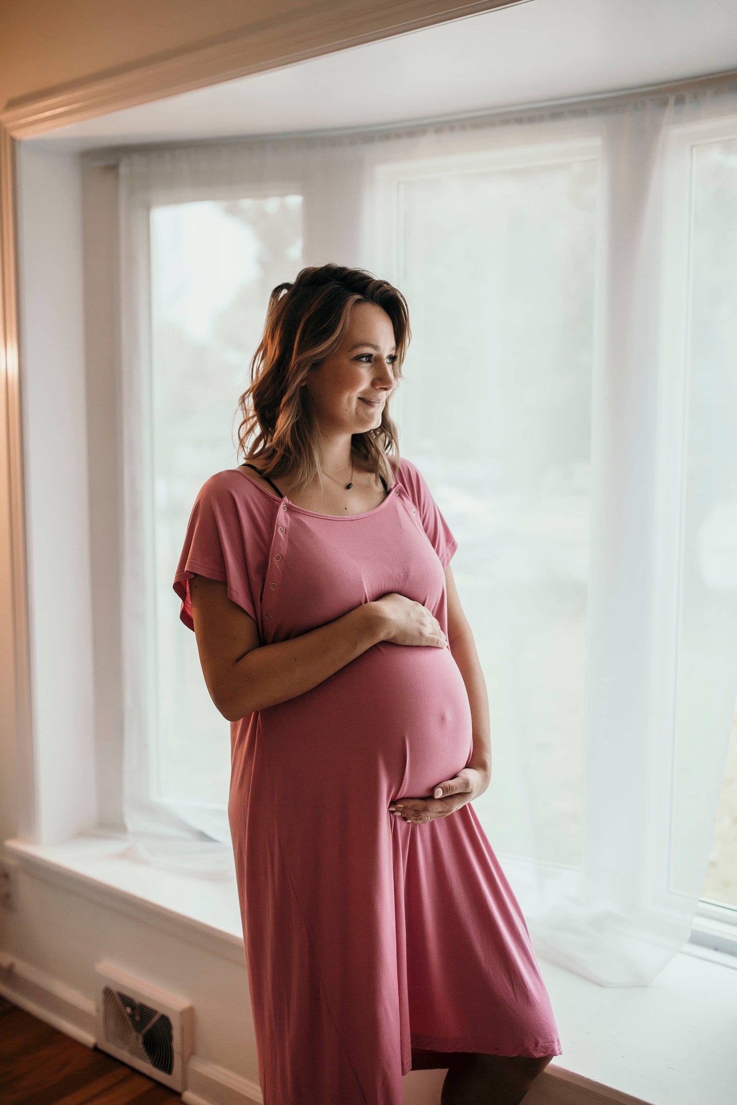 Rose Maternity Mommy Labor and Delivery/ Nursing Gown