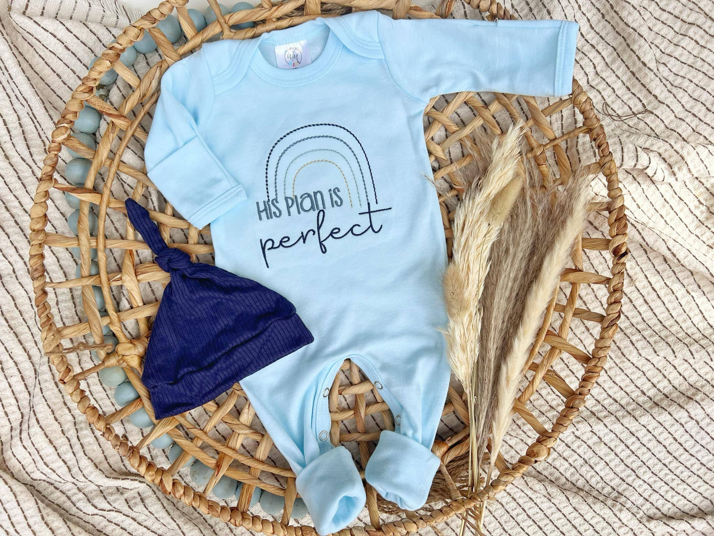 Baby Romper | Baby Boy Outfit His Plans Are Perfect Rainbow: Newborn / Romper only