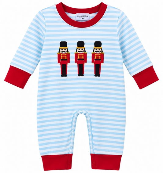 Blue Stripe Nutcracker Romper