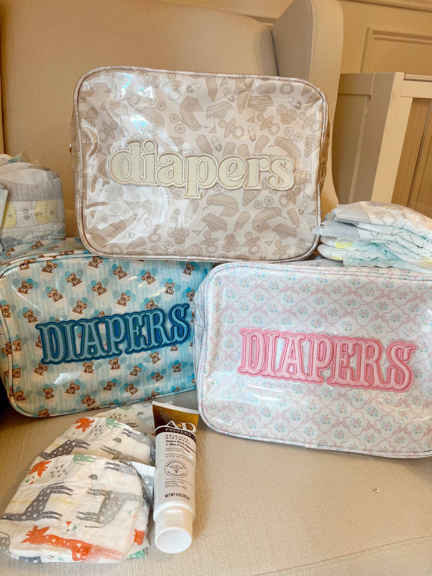 Diapers XL - Clear Coat Bag: Pink