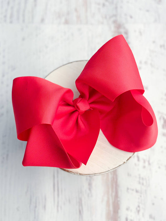 Texas Size Grosgrain Hair Bow - Alligator Clip - 6.5": Red