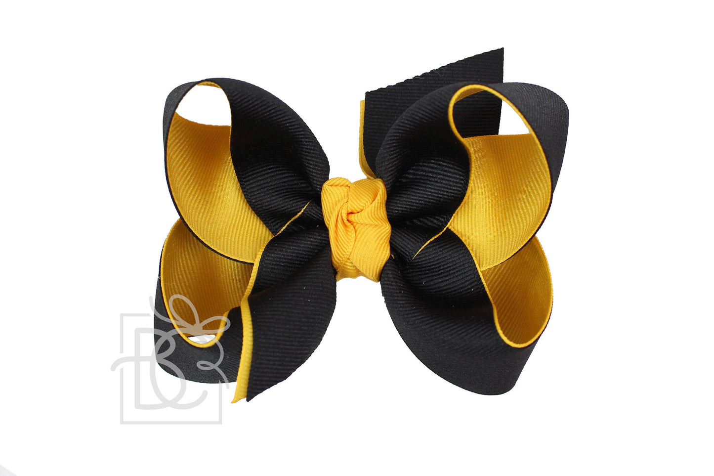 Layered Grosgrain Bow (Yellow Gold & Black): 4.5" Large