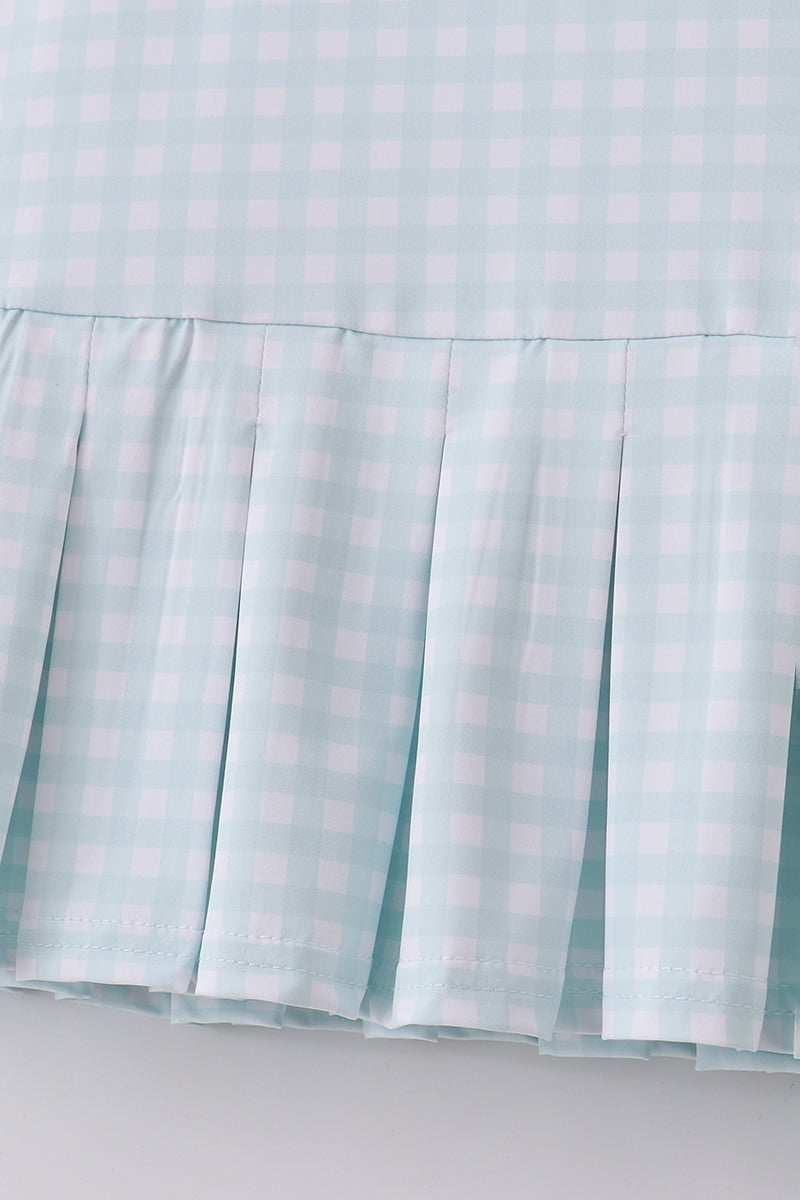 Blue Active Gingham Shorts Dress Set