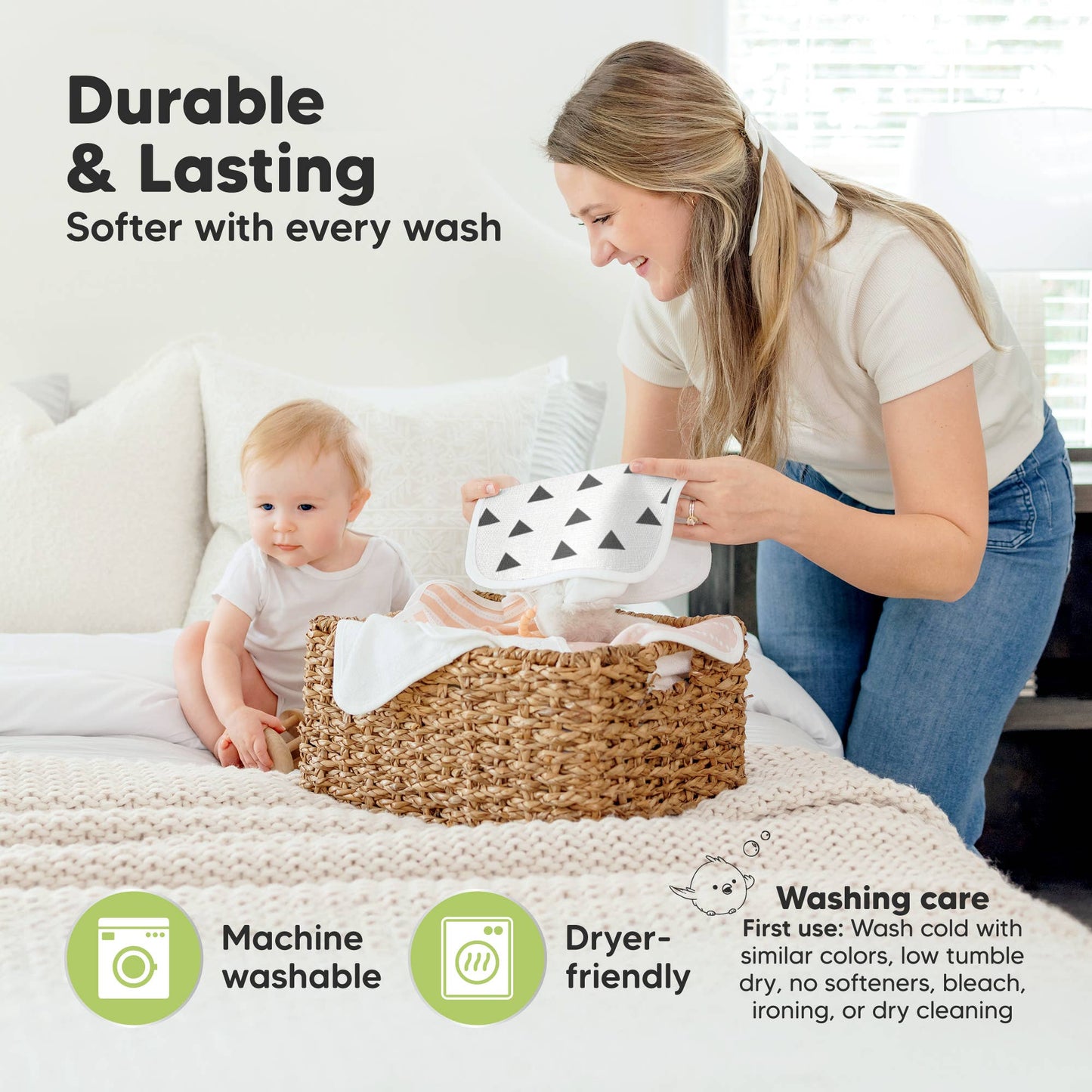 6-Pack Organic Cami Baby Washcloths for Face & Bath Towels: Grayscape