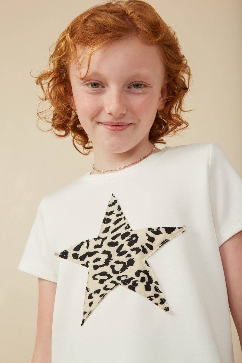 Girls Animal Print Star T Shirt