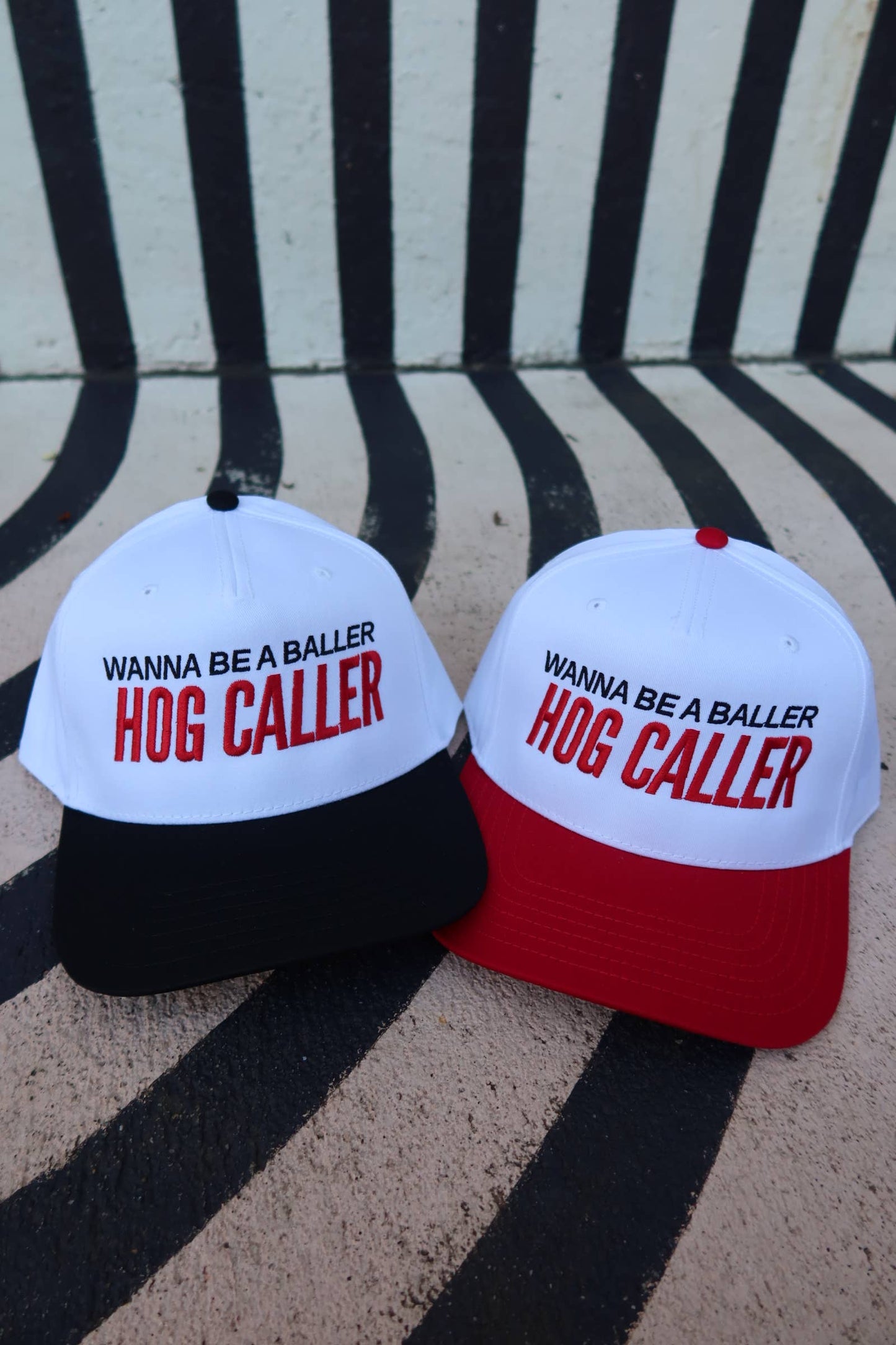 Wanna Be a Baller Hog Caller Arkansas Vintage Trucker Hat: Red/White