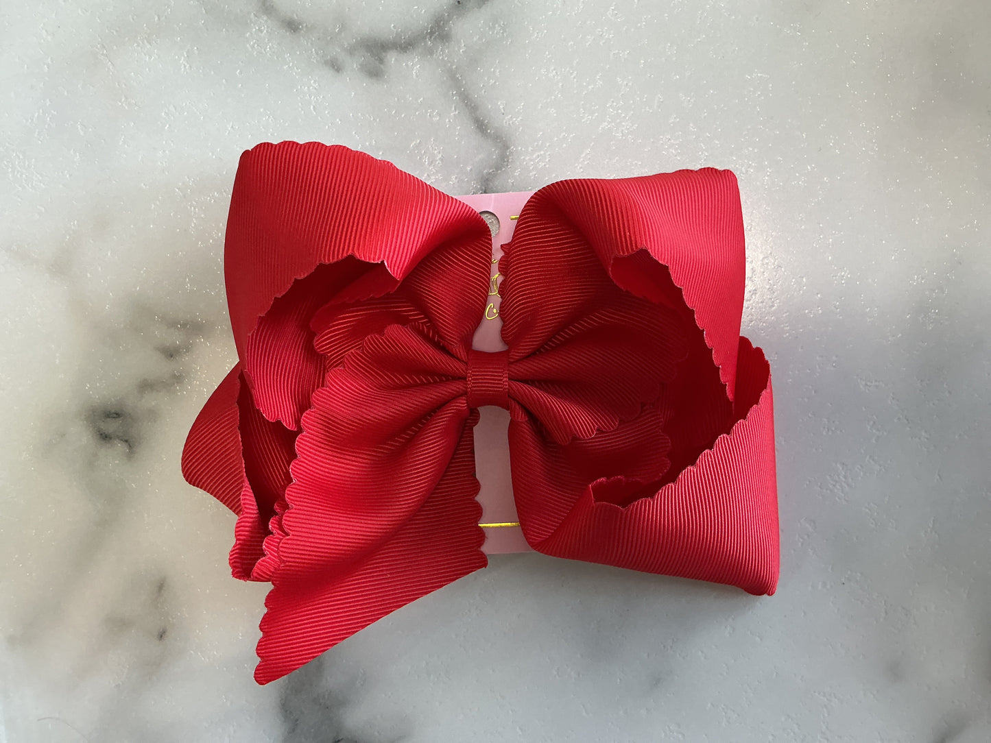 Oversize Scalloped Hair Bows - Alligator Clip - 5.5" Girls: Red