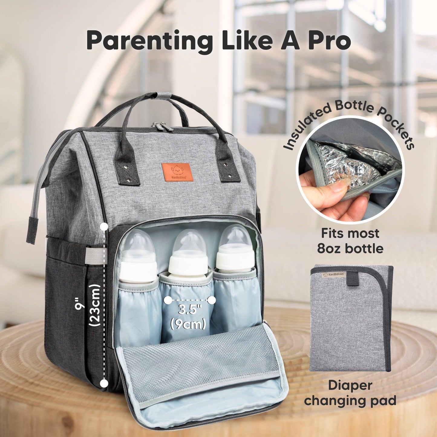 Original Diaper Bag Backpack, Baby Bags with Changing Pad: Graphite