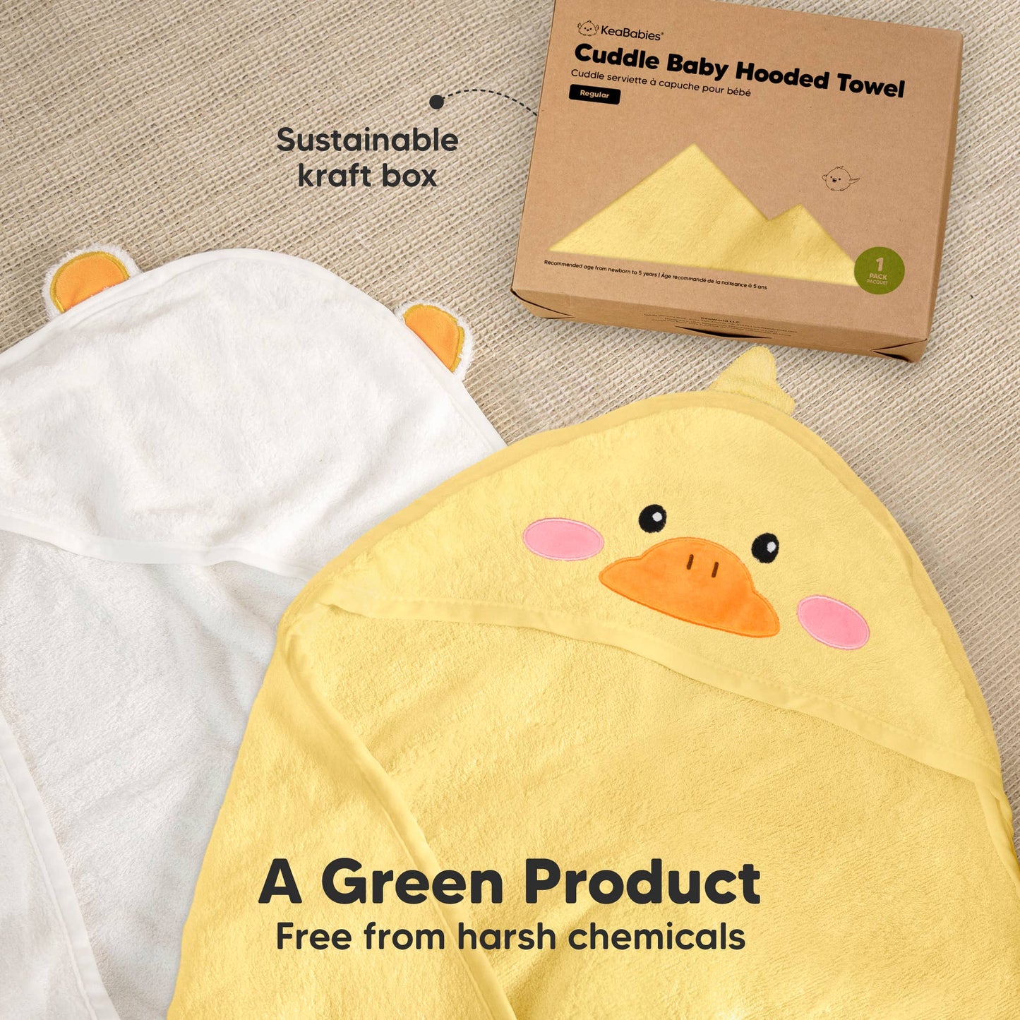 KeaBabies Cuddle Baby Hooded Towel: Duck / Regular
