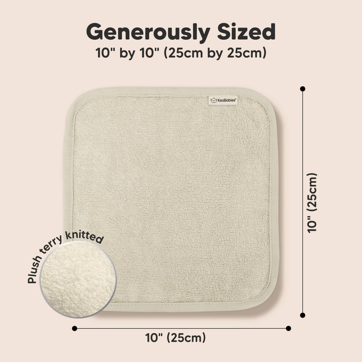 6-Pack Baby Wash Cloths: White/Stone