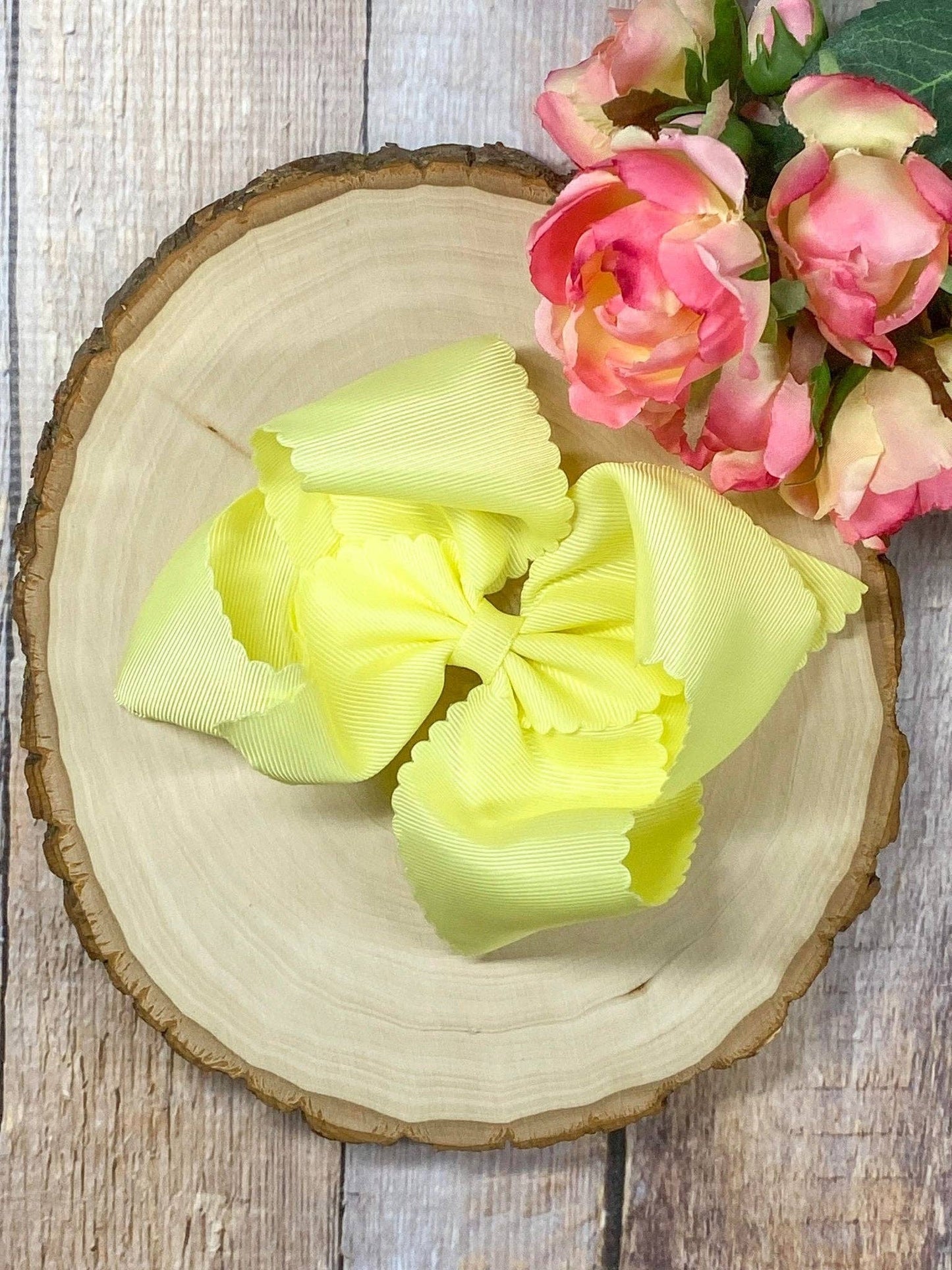 5.5" Oversize Scalloped Hair Bow | Clip or Headband: Orange / Clip