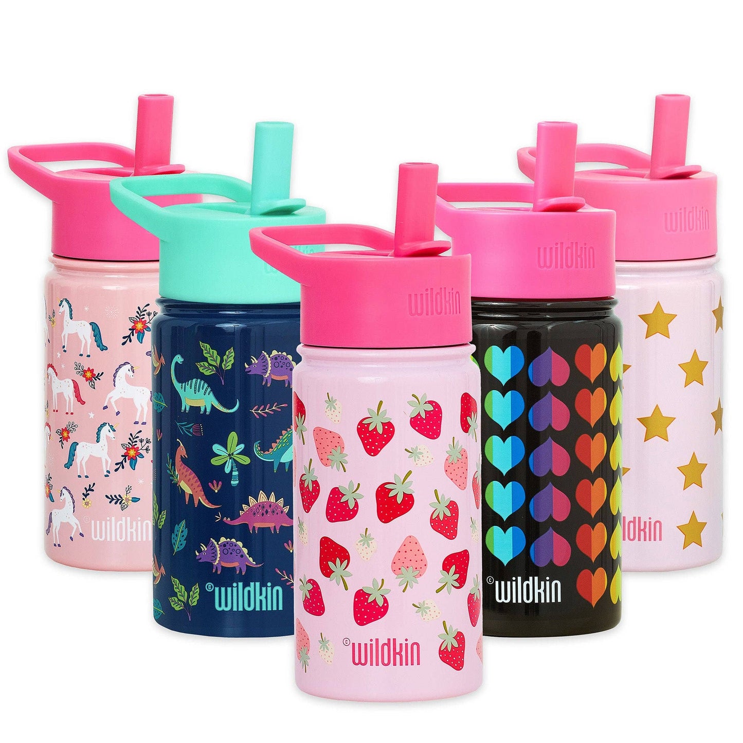 Pink and Gold Stars 14 oz Steel Bottle