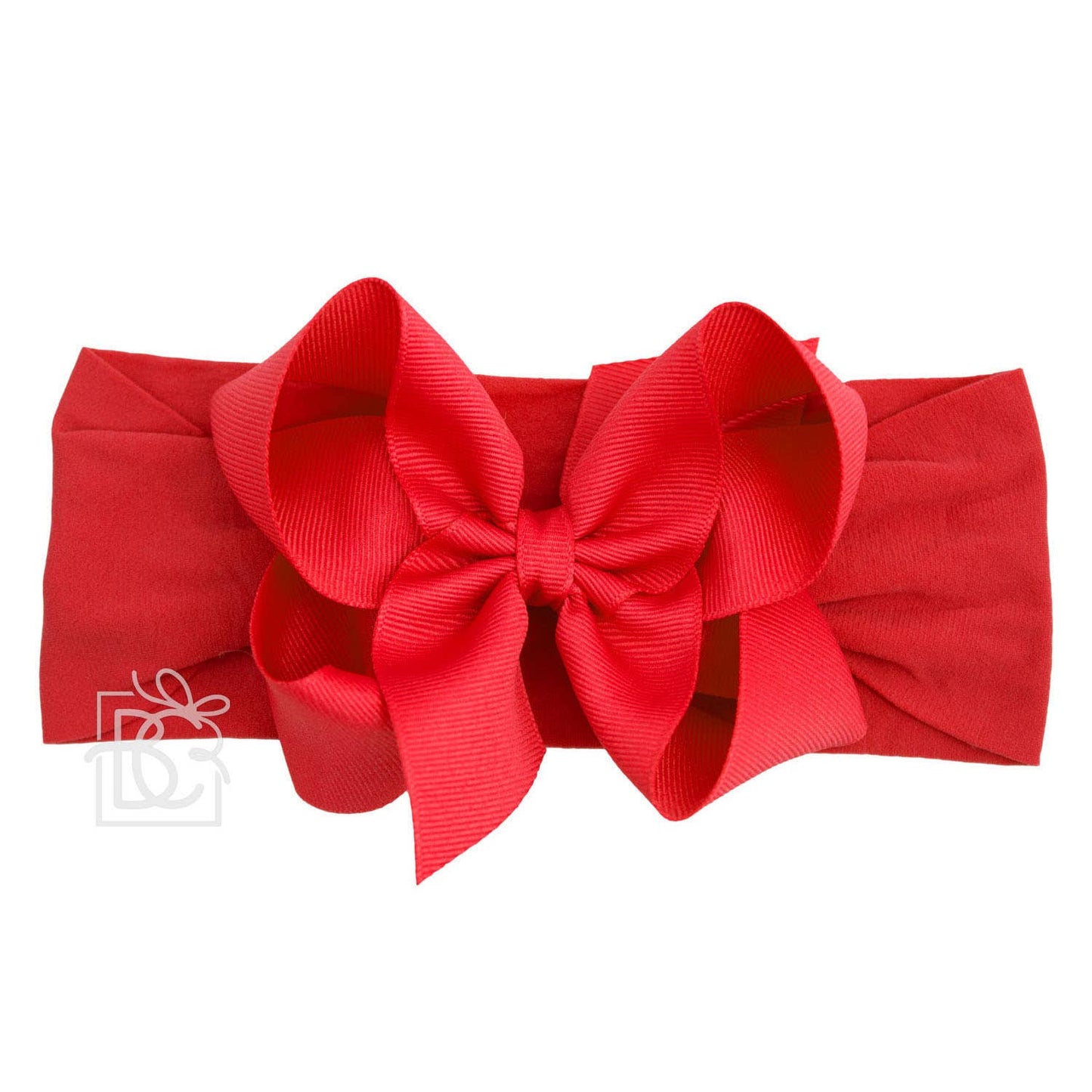 WIDE PANTYHOSE HEADBAND W/CLASSIC GROSGRAIN BOW: RED / 0-3 Months / 4.5" Large