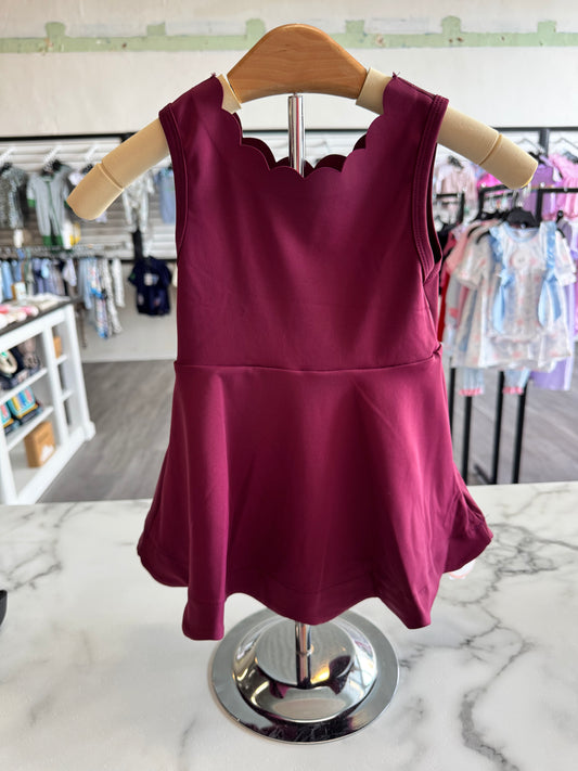 Maroon Active Scalloped Dress