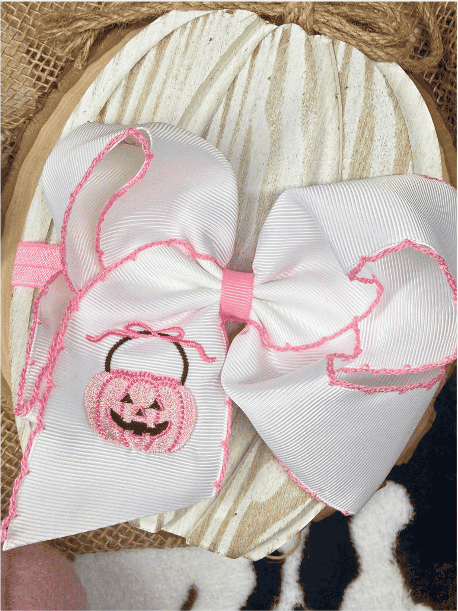 Pink Jack-O-Lantern Hair Bow | Halloween Bow | Clip