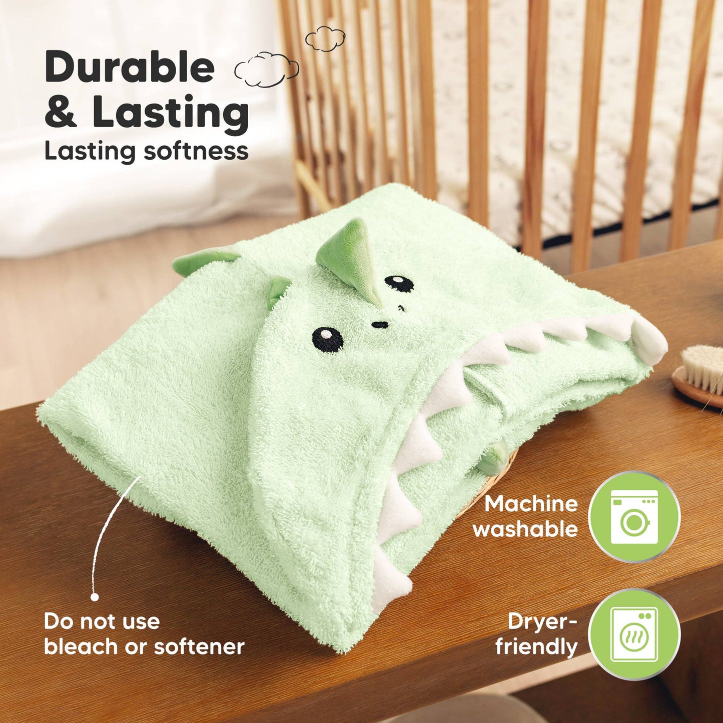 Playpals Hooded Baby Bath Towels for Newborn: Draco