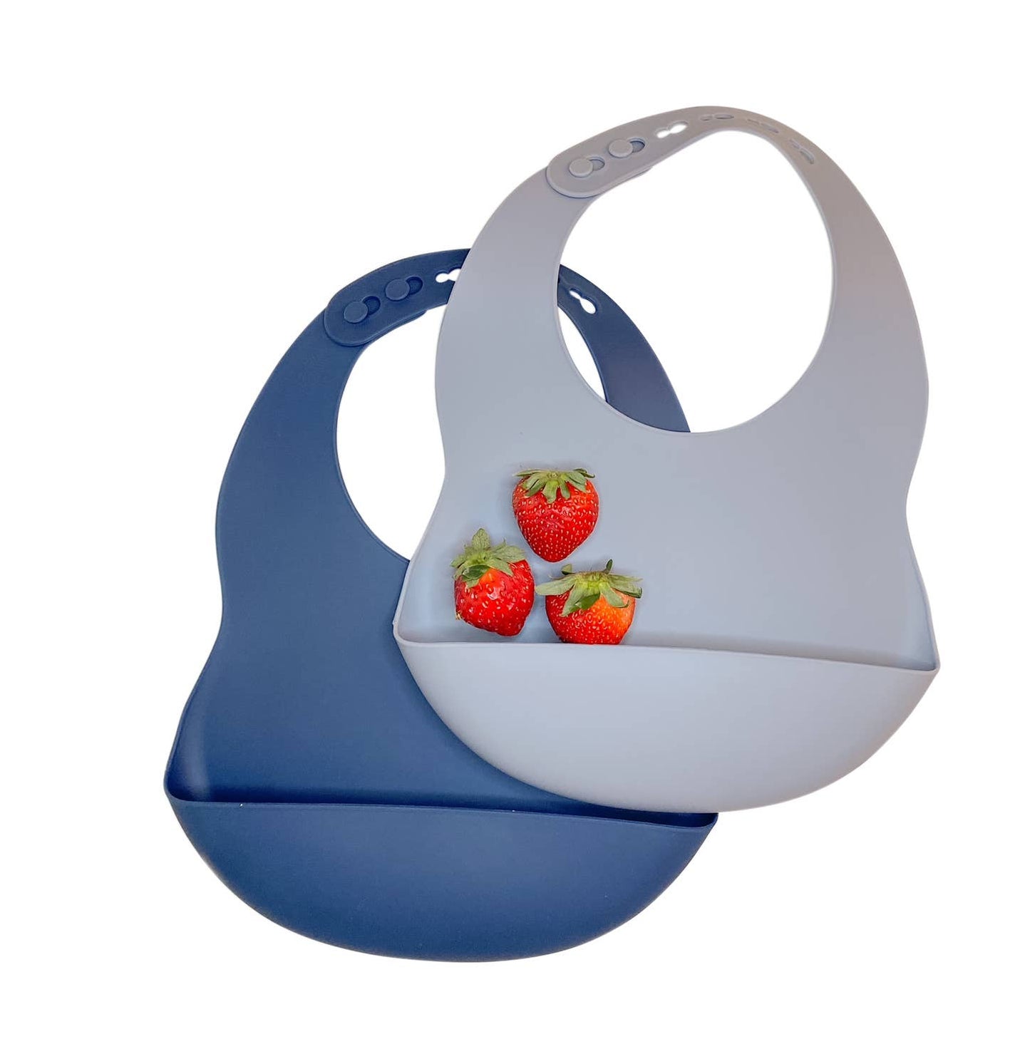 Baby Bibs, Toddler Bibs - Silicone Bibs (2 pack): Gray and Blue