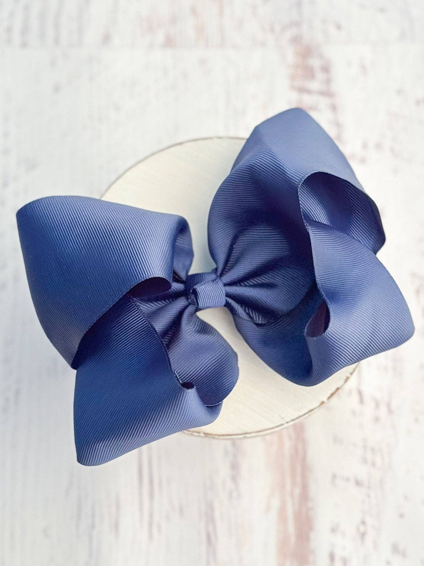 6.5" Texas Size Grosgrain Hair Bow | Alligator or French Clip: Alligator Clip / Smoke Blue