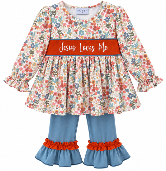 Jesus Loves Me Floral Pants Set