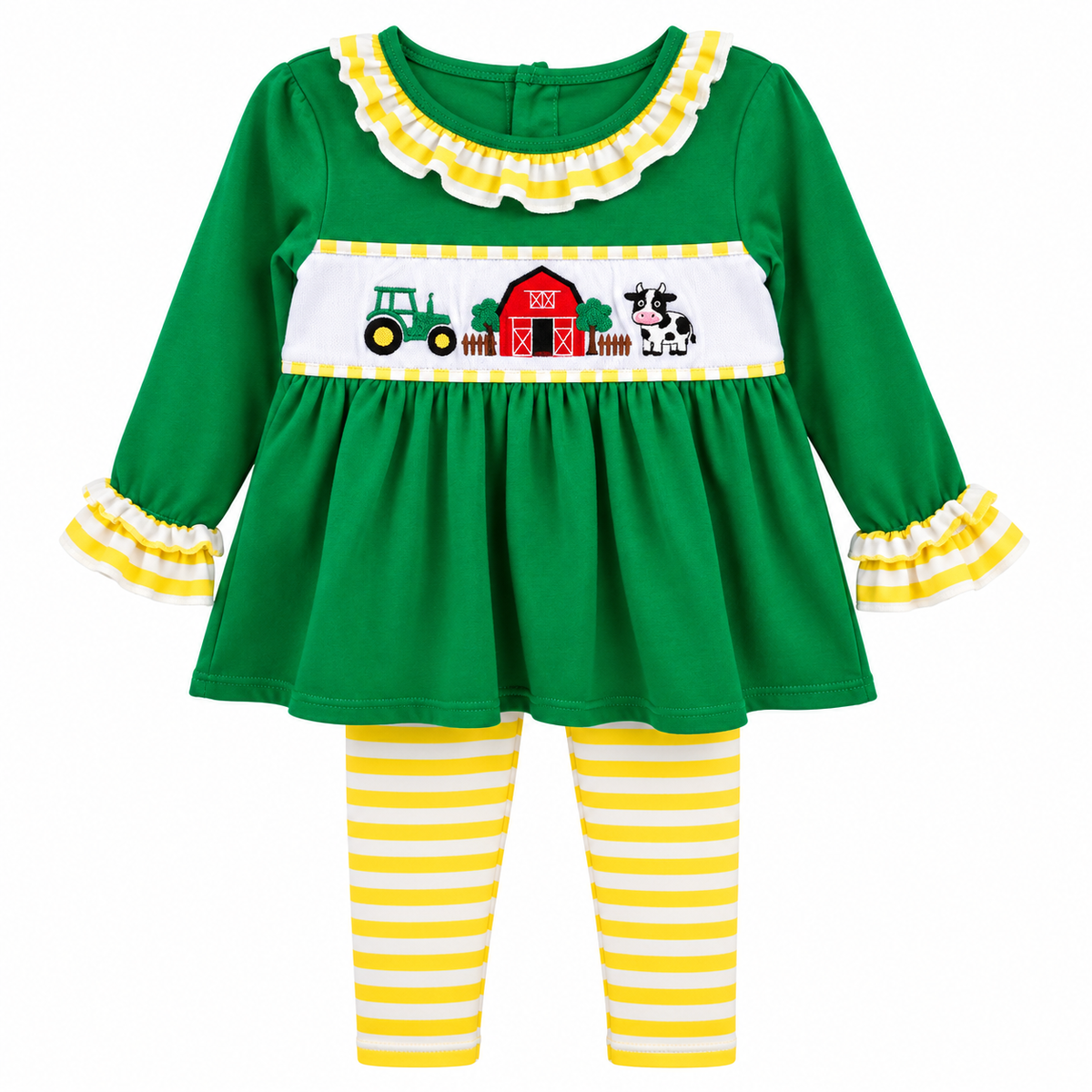 Green Farm Ruffle Pants Set