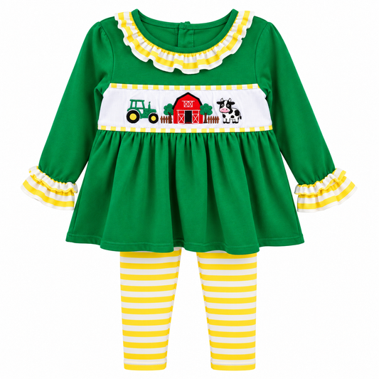 Green Farm Ruffle Pants Set