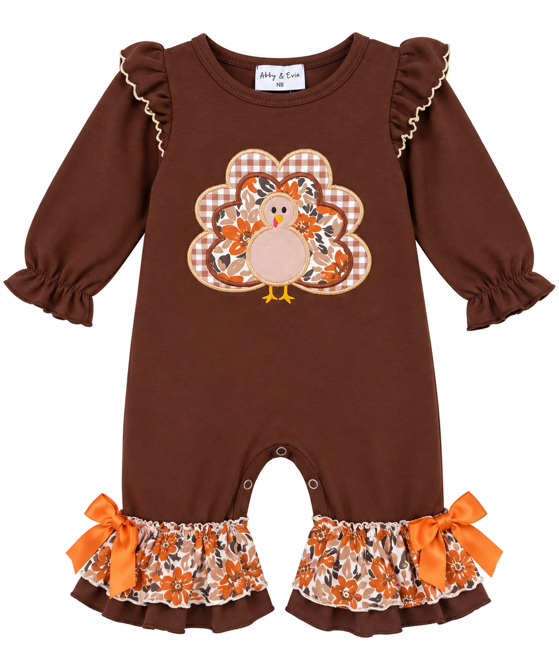 Brown Turkey Ruffle Romper