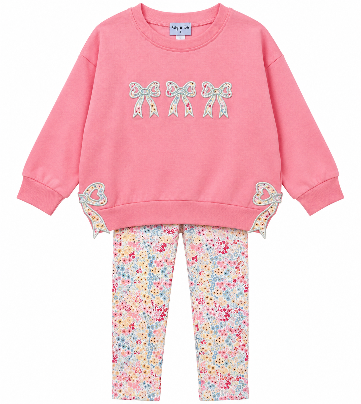 Pink Floral Bow Pants Set